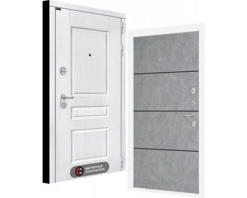 Входная металлическая дверь ВЕРСАЛЬ - 25 - Бетон светлый (черная вставка)